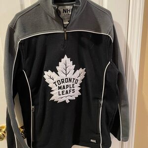 NHL Toronto Maple Leafs Black and Gray Quarter Zip-Up Fleece Shirt